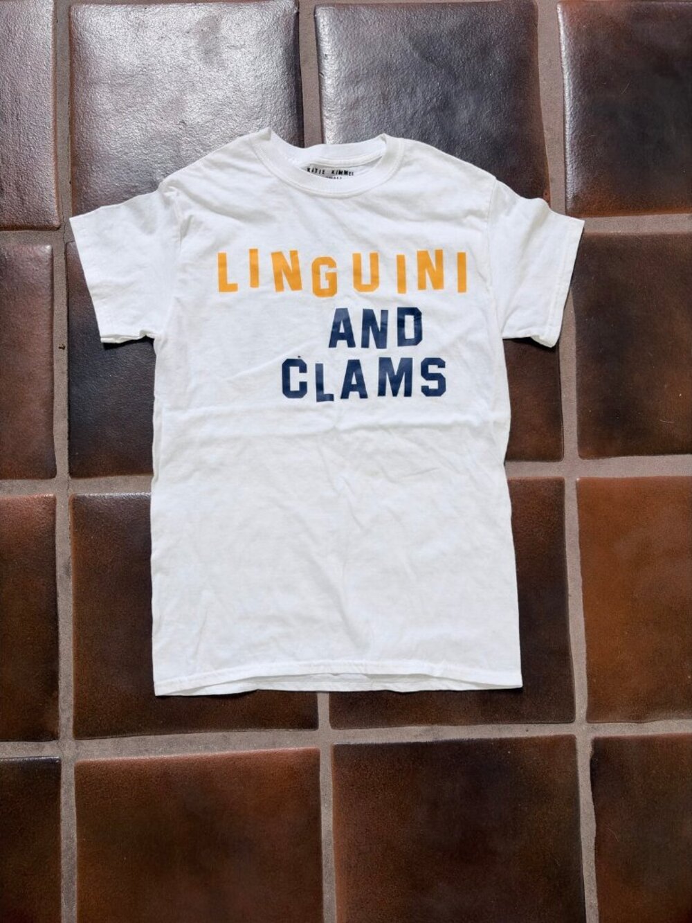 Katie Kimmel Linguini and Clams Tee White S